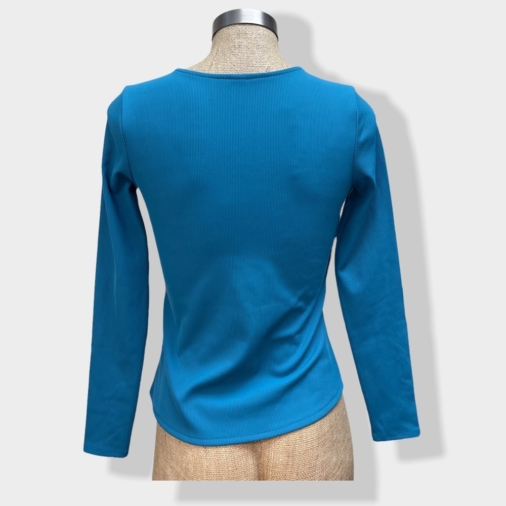 GAPFIT Rib Long Sleeve Wrap Front Slate Teal - Picture 7 of 7